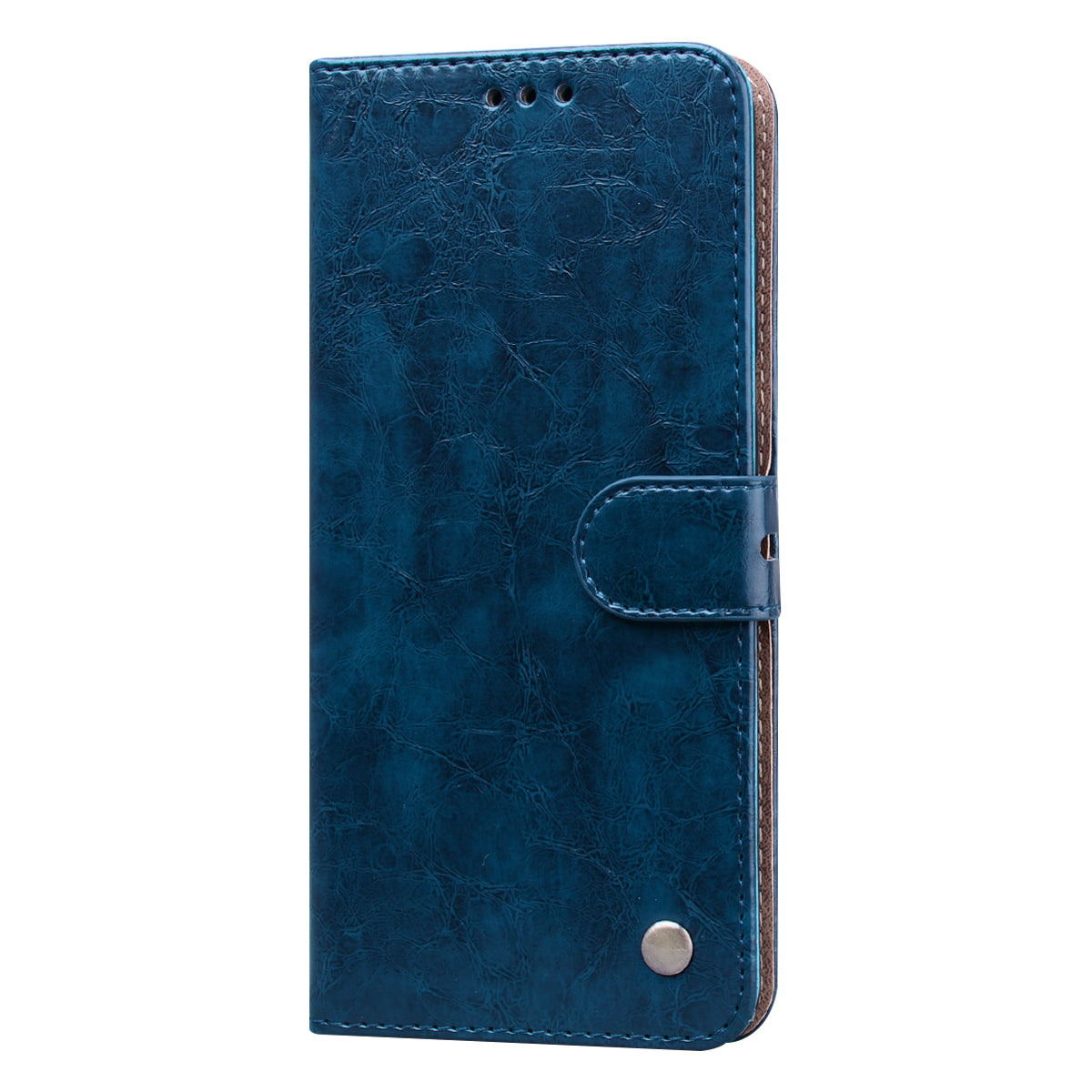 Oil Wax PU Leather Business Style Cell Phone Case for Samsung Galaxy S20 4G/S20 5G - Blue