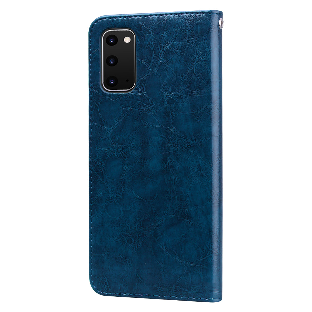 Oil Wax PU Leather Business Style Cell Phone Case for Samsung Galaxy S20 4G/S20 5G - Blue