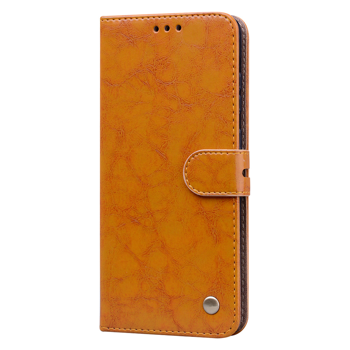 Oil Wax PU Leather Business Style Cell Phone Case for Samsung Galaxy S20 4G/S20 5G - Brown