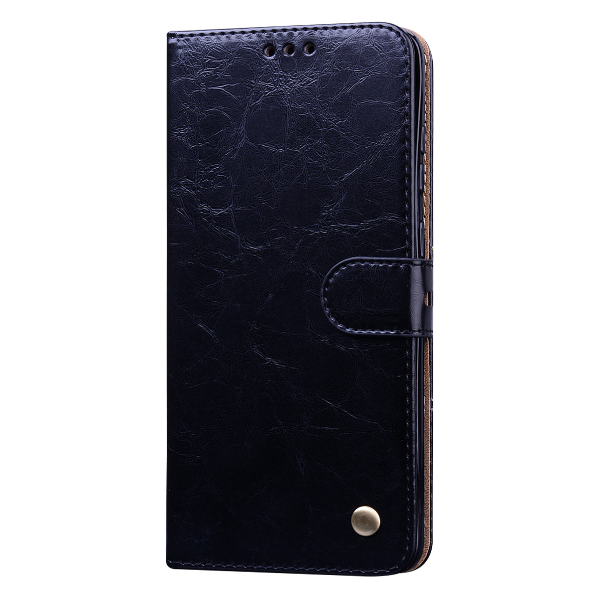 Business Style Oil Wax PU Leather Wallet Stand Mobile Phone Cover for Samsung Galaxy S20 Plus / S20 Plus 5G - Black