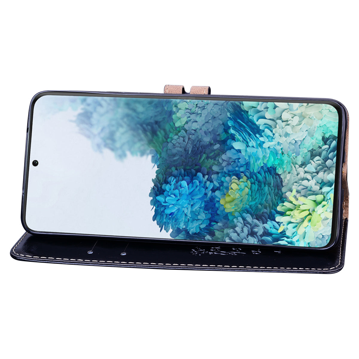 Business Style Oil Wax PU Leather Wallet Stand Mobile Phone Cover for Samsung Galaxy S20 Plus / S20 Plus 5G - Black