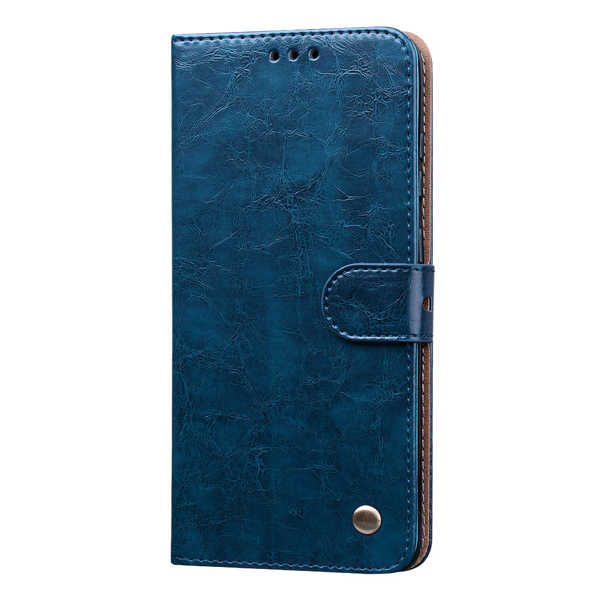 Business Style Oil Wax PU Leather Wallet Stand Mobile Phone Cover for Samsung Galaxy S20 Plus / S20 Plus 5G - Blue