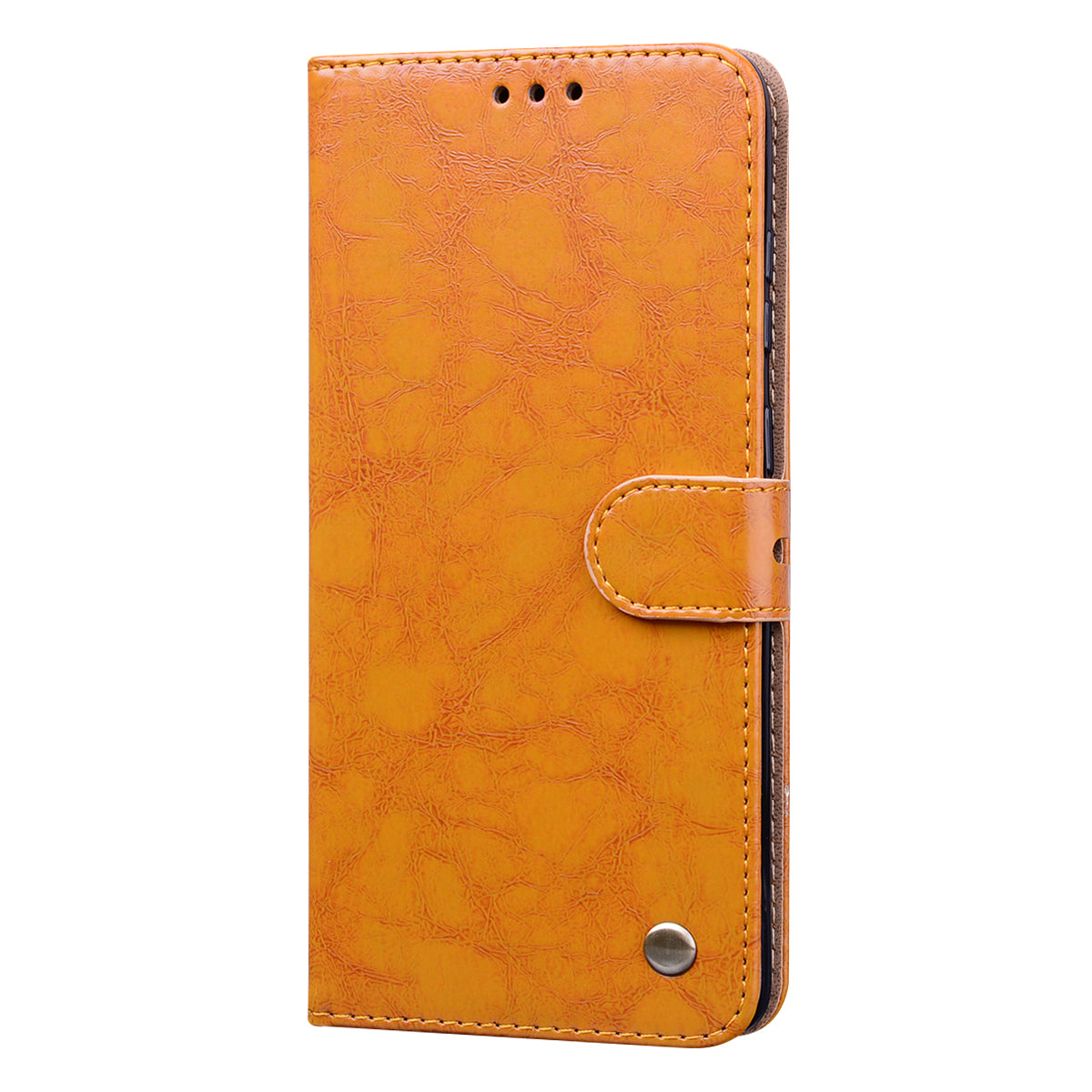 Business Style Oil Wax PU Leather Wallet Stand Mobile Phone Cover for Samsung Galaxy S20 Plus / S20 Plus 5G - Yellow