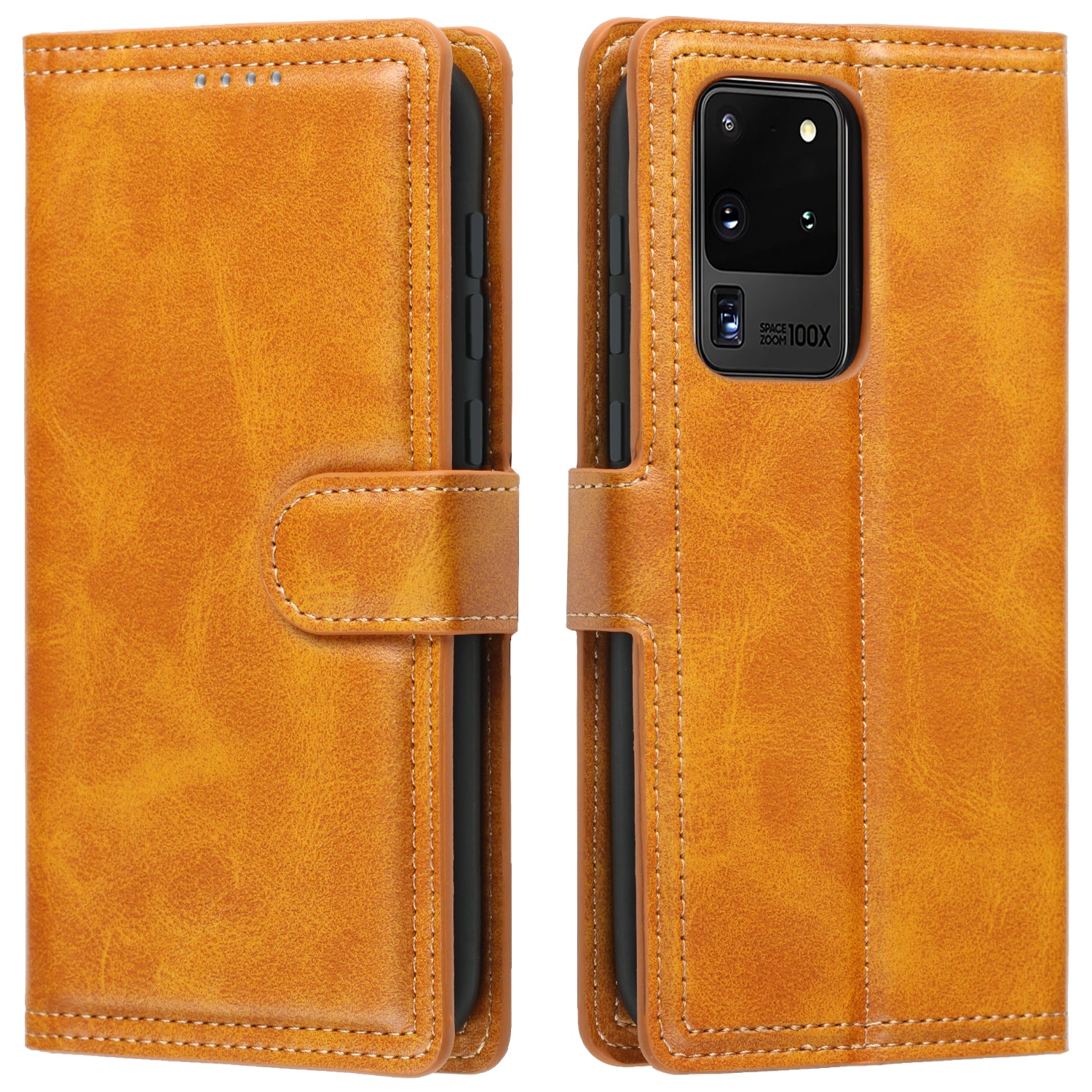 Wallet Leather Stand Phone Cover for Samsung Galaxy S20 Ultra - Brown