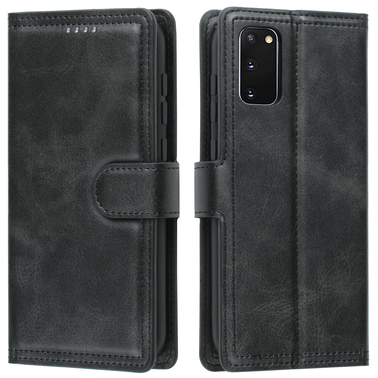 Wallet Leather Stand Phone Cover for Samsung Galaxy S20 4G/S20 5G - Black