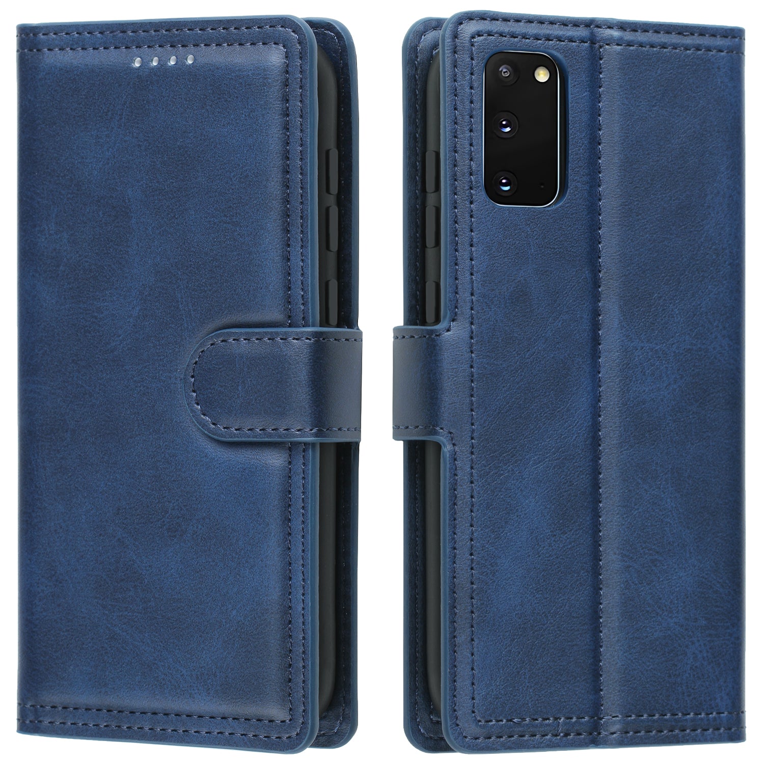 Wallet Leather Stand Phone Cover for Samsung Galaxy S20 4G/S20 5G - Blue