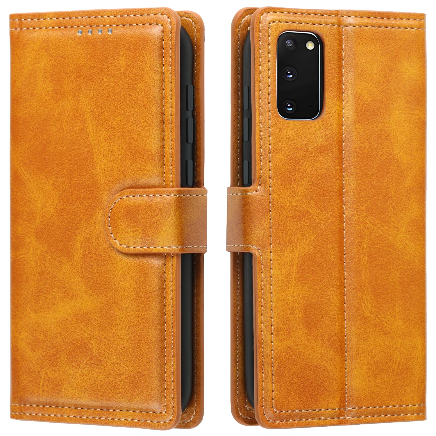 Wallet Leather Stand Phone Cover for Samsung Galaxy S20 4G/S20 5G - Brown