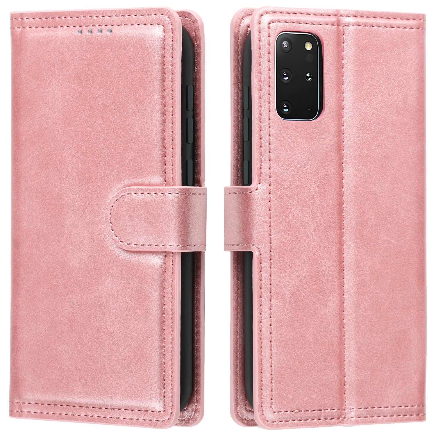 Wallet Leather Stand Phone Case for Samsung Galaxy S20 Plus - Rose Gold