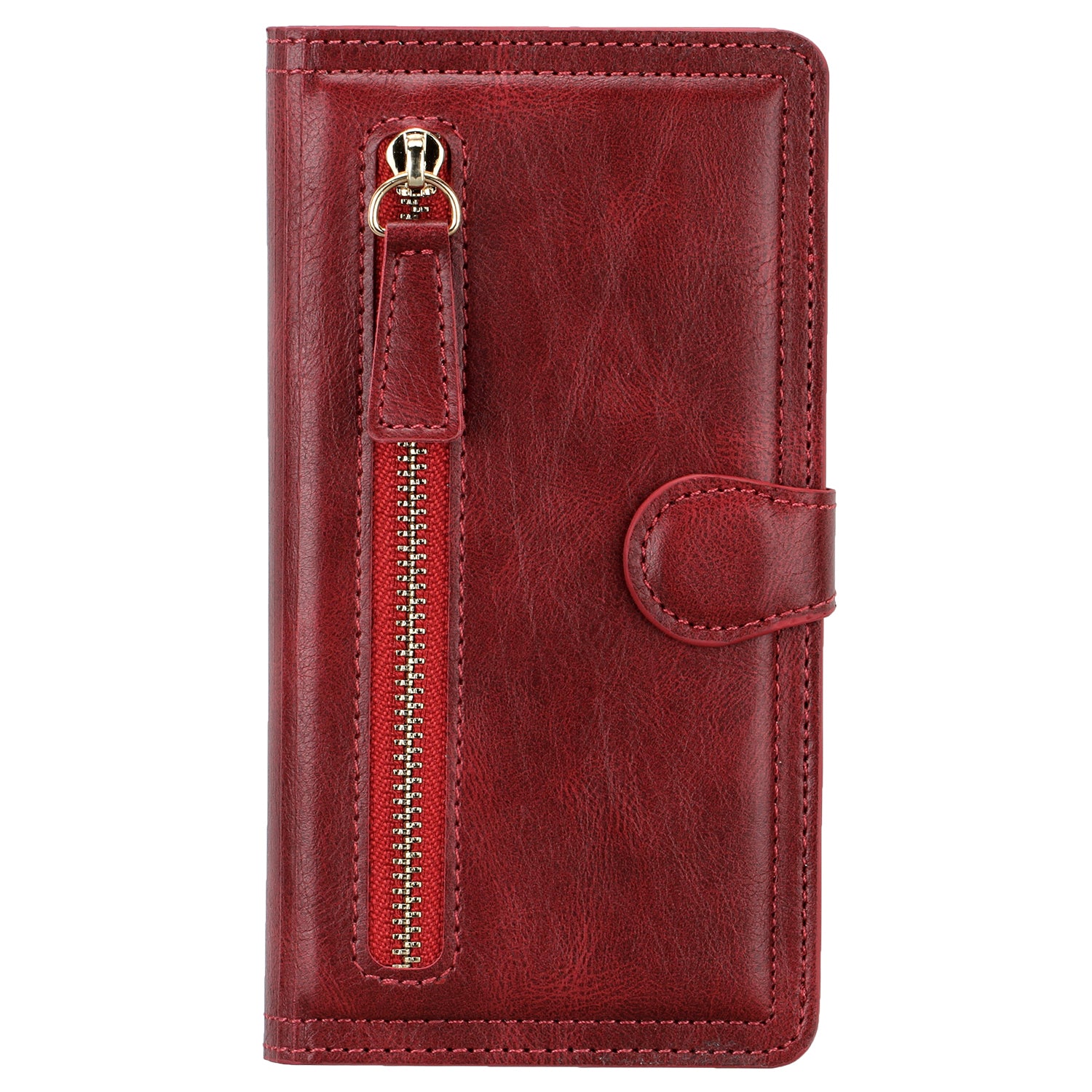 Zipper Pocket Wallet Stand Protection Flip Leather Phone Cover for Samsung Galaxy S20 4G/S20 5G - Red