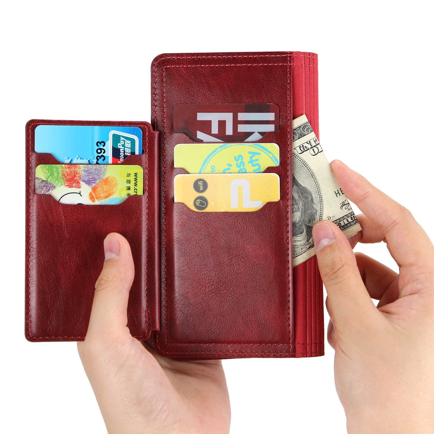 Zipper Pocket Wallet Stand Protection Flip Leather Phone Cover for Samsung Galaxy S20 4G/S20 5G - Red