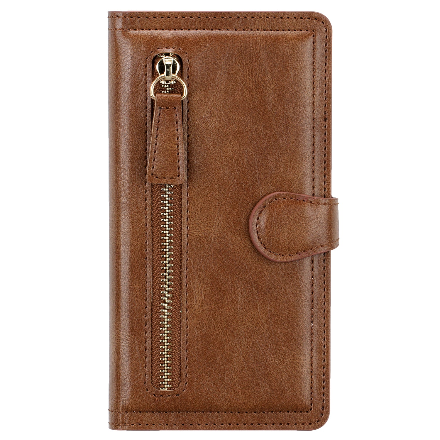 Zipper Pocket Wallet Stand Protection Flip Leather Phone Cover for Samsung Galaxy S20 4G/S20 5G - Dark Brown