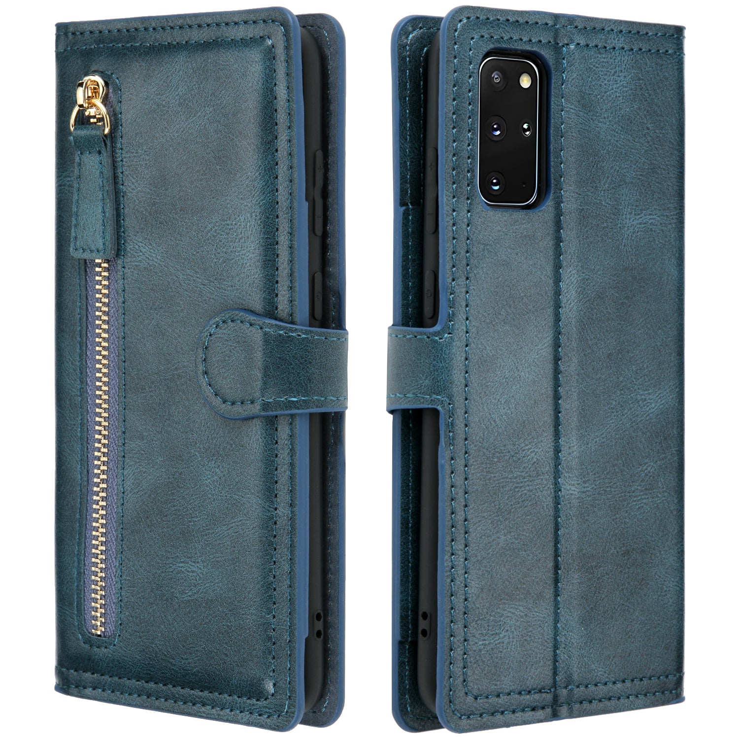 Vintage Style Multiple Card Slots Wallet Leather Phone Cover Case for Samsung Galaxy S20 Plus / S20 Plus 5G - Blue