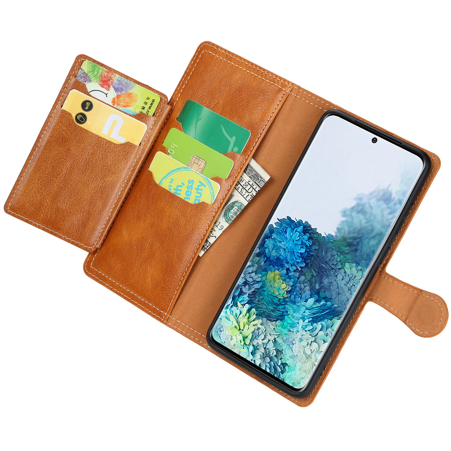 Vintage Style Multiple Card Slots Wallet Leather Phone Cover Case for Samsung Galaxy S20 Plus / S20 Plus 5G - Brown