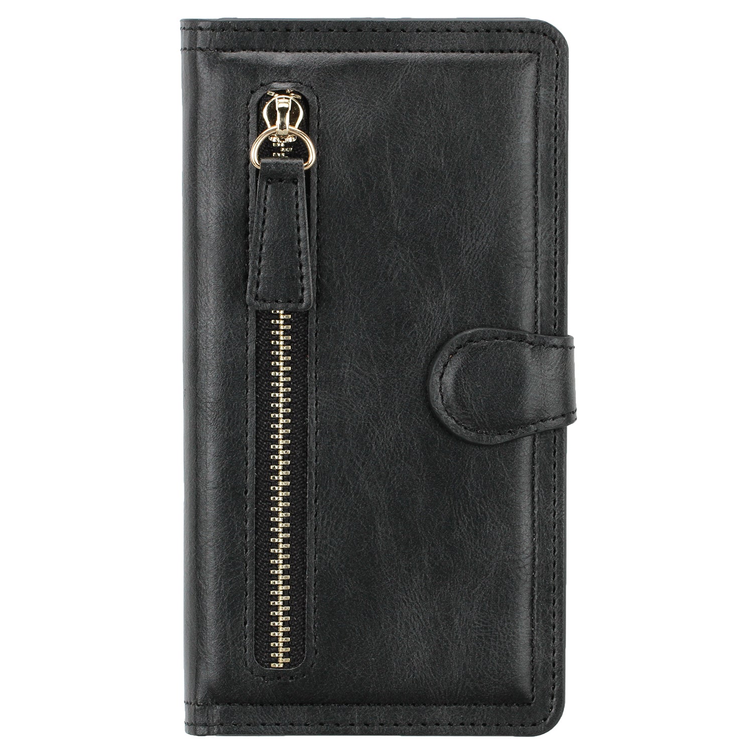 Zipper Pocket Wallet Stand Flip Leather Phone Cover Casing for Samsung Galaxy S20 Ultra - Black