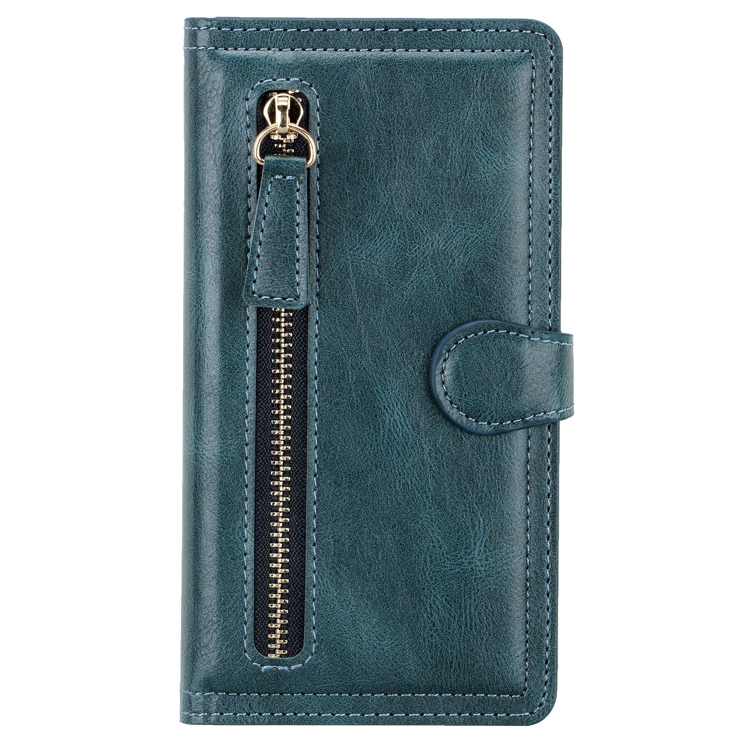 Zipper Pocket Wallet Stand Flip Leather Phone Cover Casing for Samsung Galaxy S20 Ultra - Blue