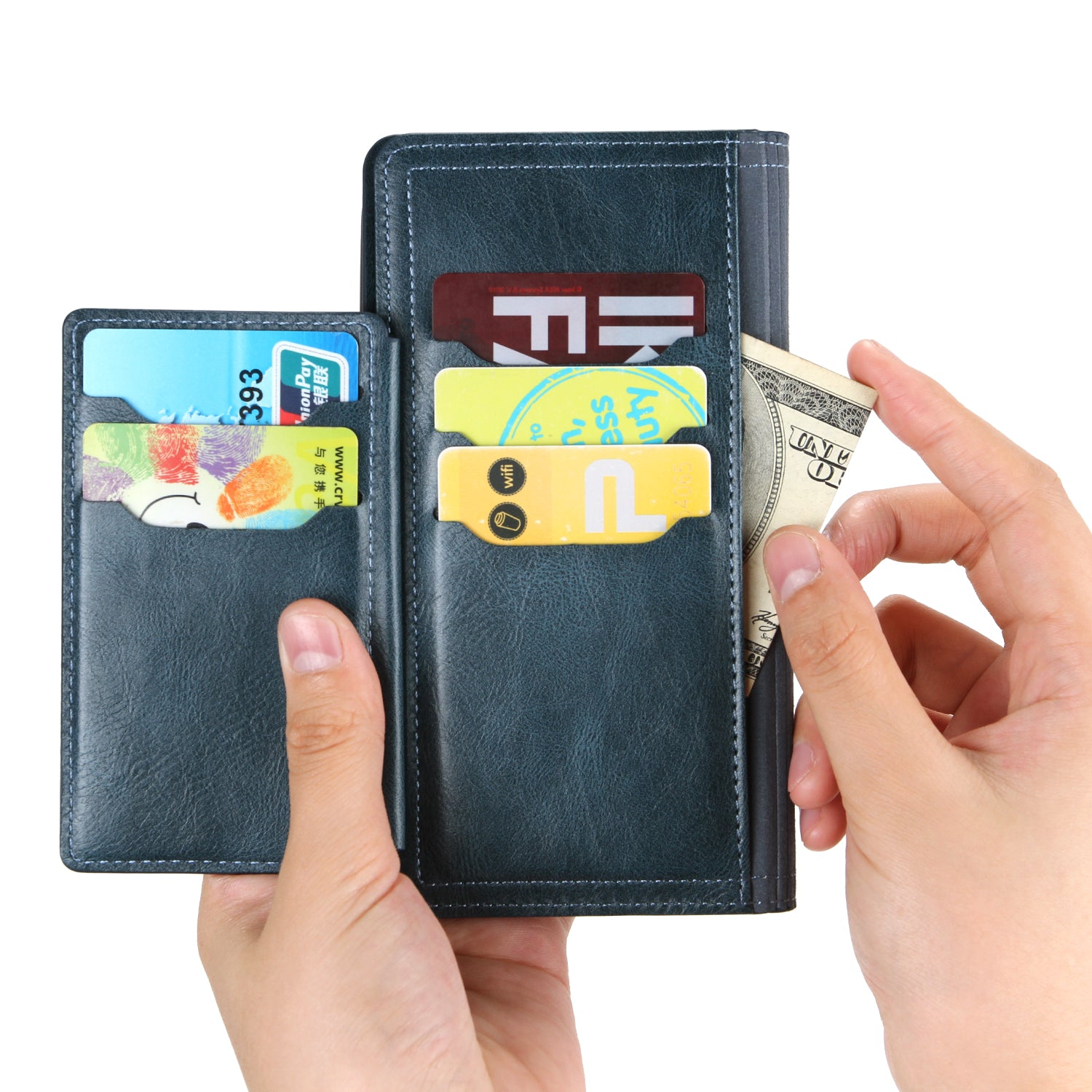 Zipper Pocket Wallet Stand Flip Leather Phone Cover Casing for Samsung Galaxy S20 Ultra - Blue