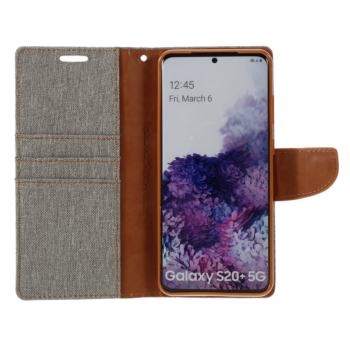 MERCURY GOOSPERY Canvas Diary Leather Cell Phone Case for Samsung Galaxy S20 Plus / S20 Plus 5G - Grey