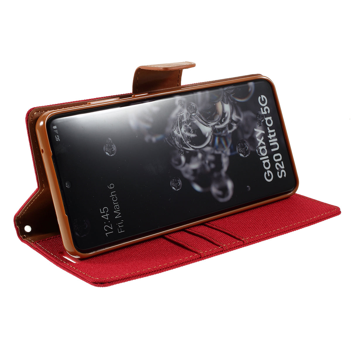 MERCURY GOOSPERY Canvas Diary Leather Wallet Case for Samsung Galaxy S20 Ultra - Red