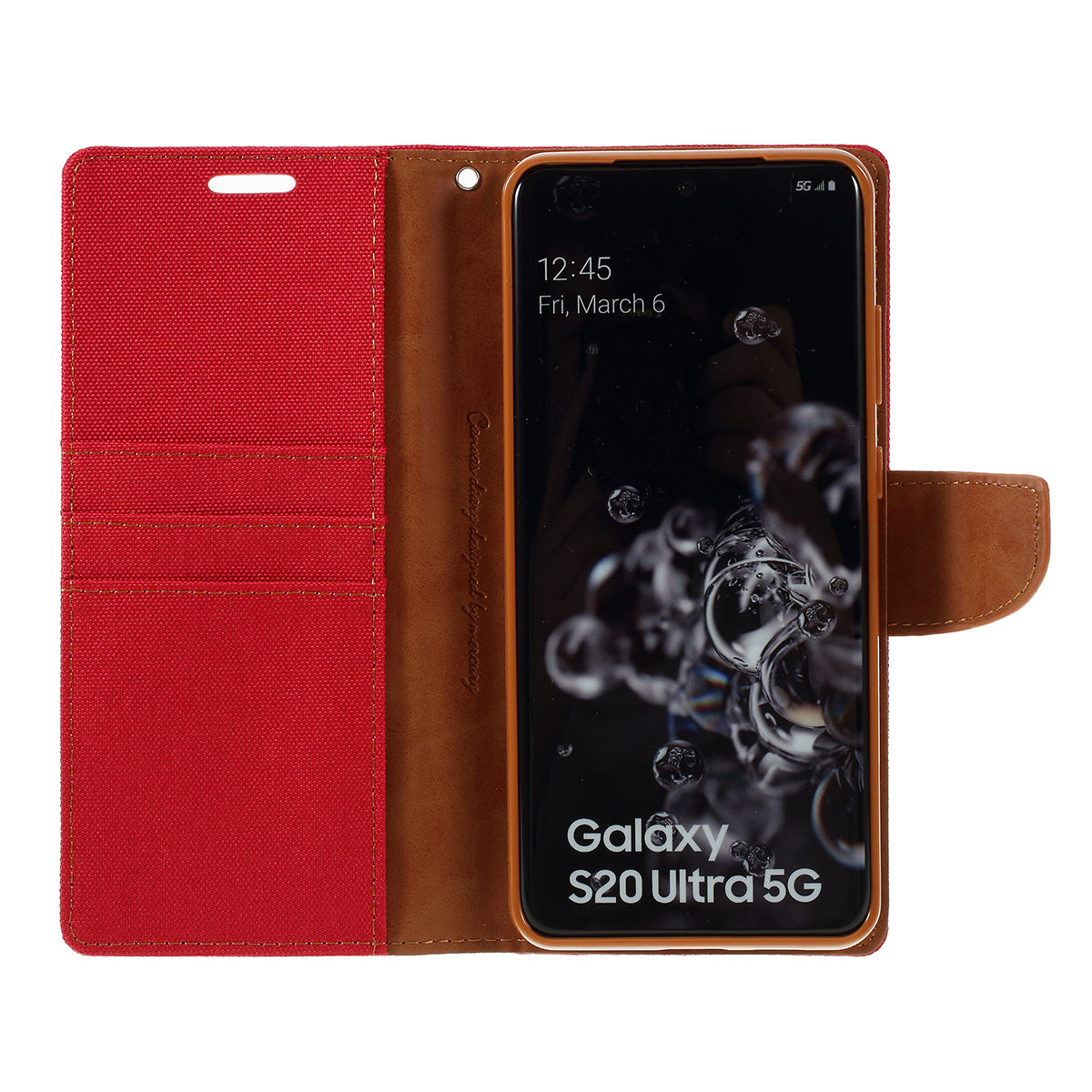 MERCURY GOOSPERY Canvas Diary Leather Wallet Case for Samsung Galaxy S20 Ultra - Red