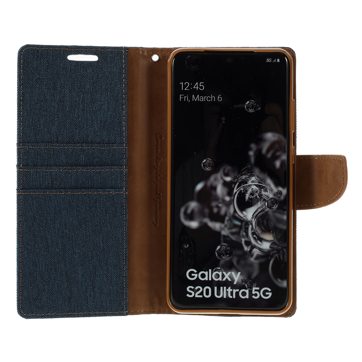 MERCURY GOOSPERY Canvas Diary Leather Wallet Case for Samsung Galaxy S20 Ultra - Dark Blue