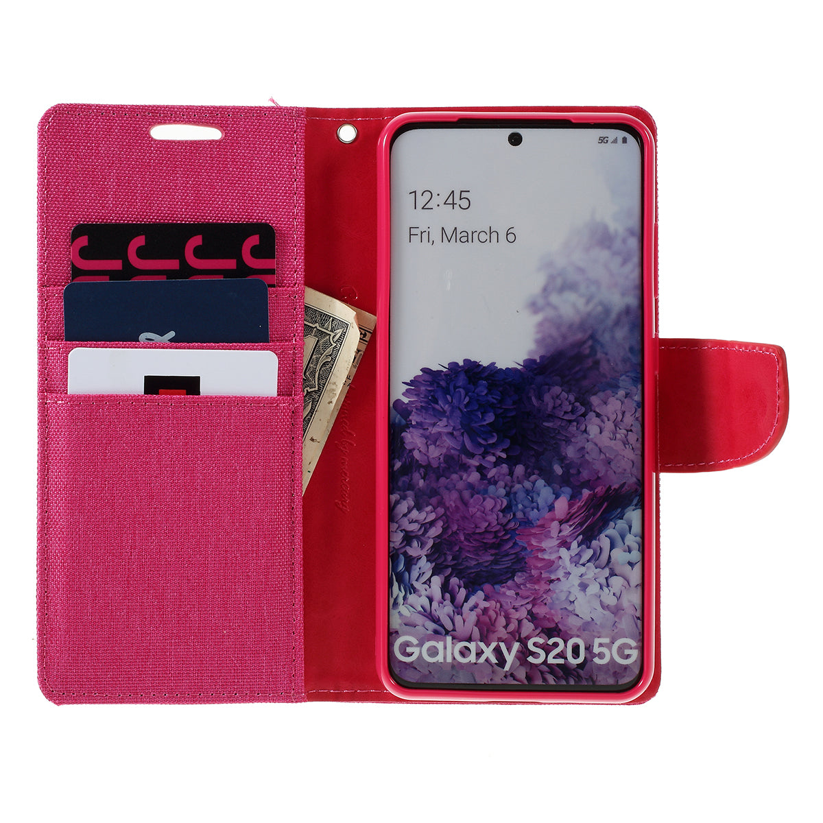 MERCURY GOOSPERY Canvas Diary Leather Cell Phone Case for Samsung Galaxy S20 4G/S20 5G - Rose