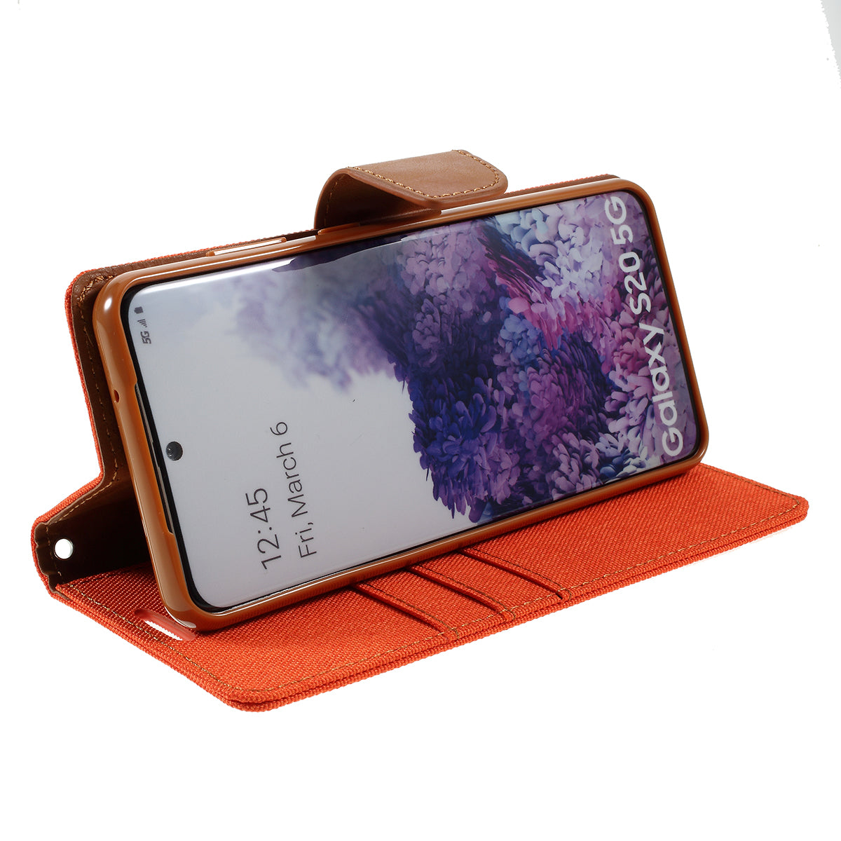 MERCURY GOOSPERY Canvas Diary Leather Cell Phone Case for Samsung Galaxy S20 4G/S20 5G - Orange