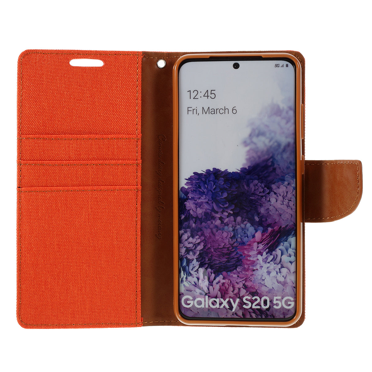 MERCURY GOOSPERY Canvas Diary Leather Cell Phone Case for Samsung Galaxy S20 4G/S20 5G - Orange