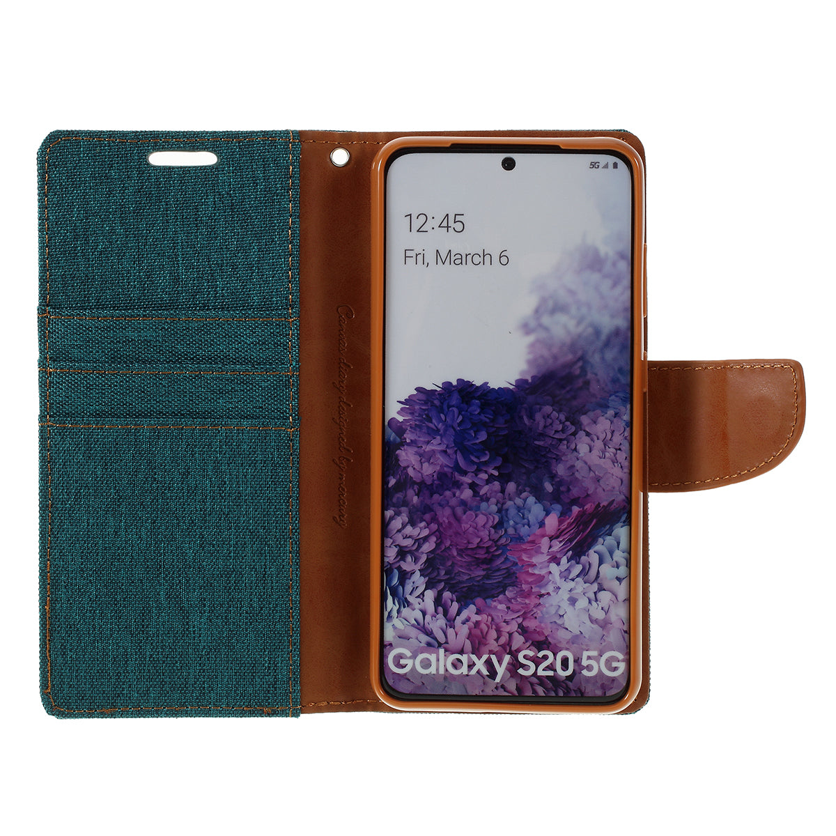 MERCURY GOOSPERY Canvas Diary Leather Cell Phone Case for Samsung Galaxy S20 4G/S20 5G - Green