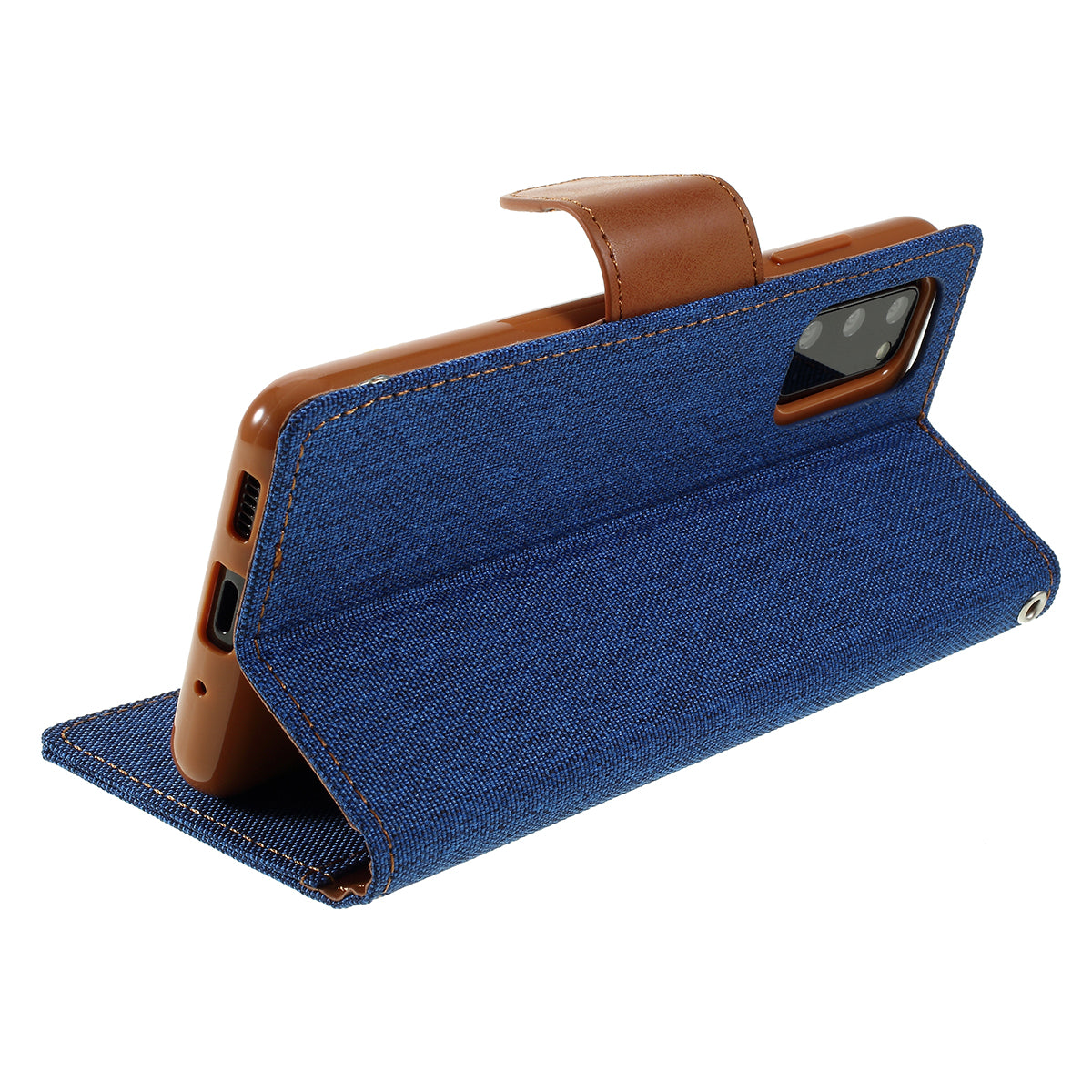 MERCURY GOOSPERY Canvas Diary Leather Cell Phone Case for Samsung Galaxy S20 4G/S20 5G - Blue