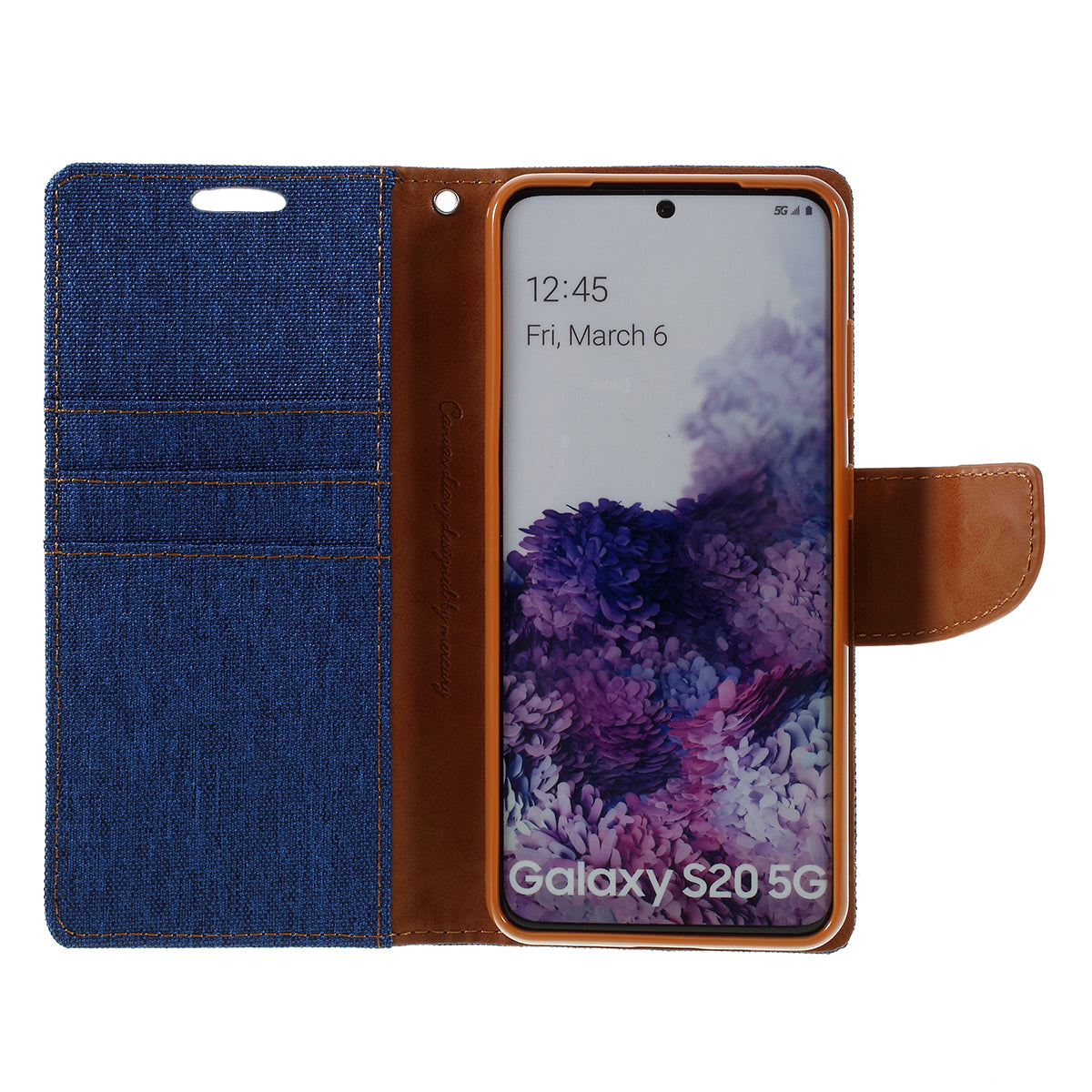 MERCURY GOOSPERY Canvas Diary Leather Cell Phone Case for Samsung Galaxy S20 4G/S20 5G - Blue