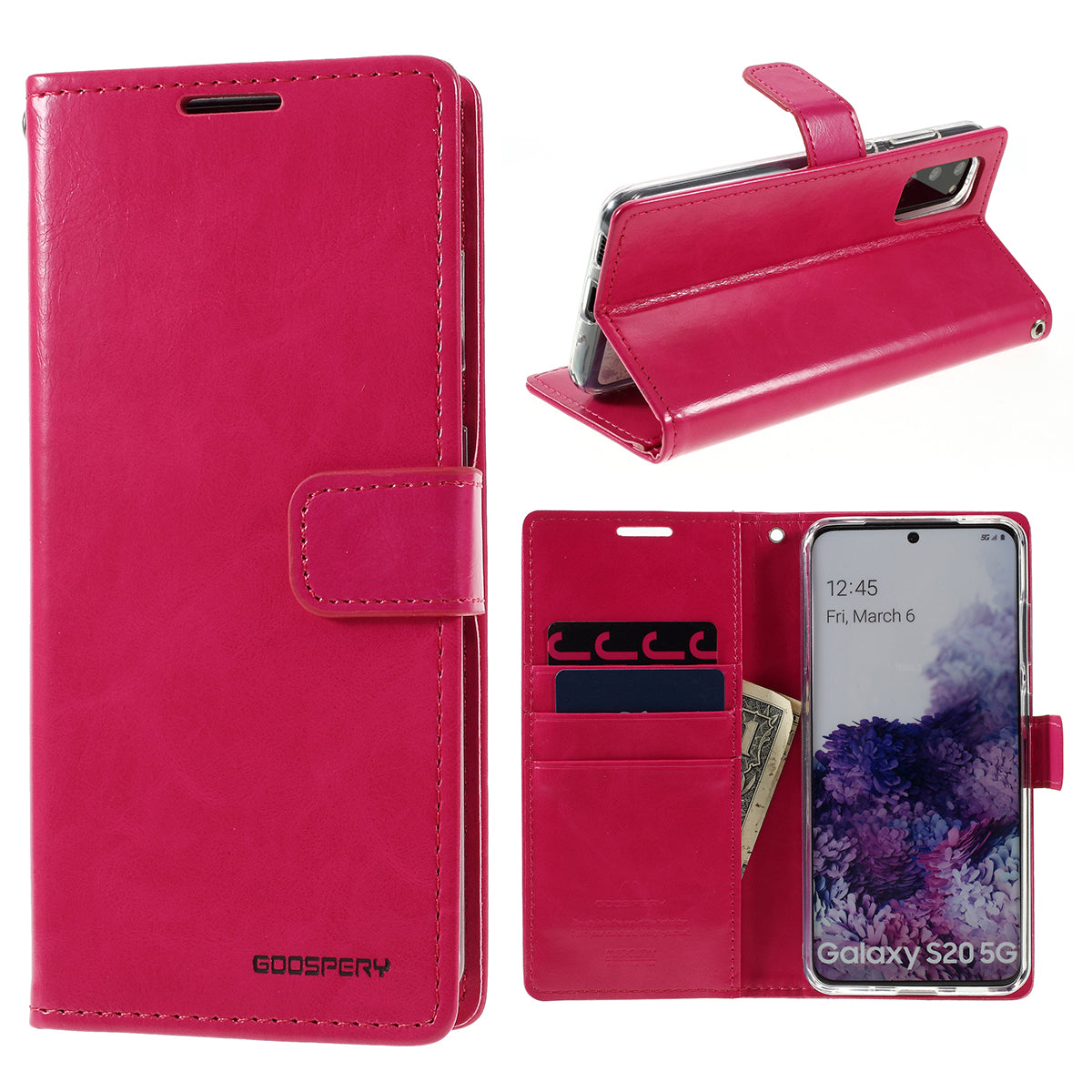 MERCURY GOOSPERY Blue Moon Wallet Leather Shell for Samsung Galaxy S20 4G/S20 5G - Rose