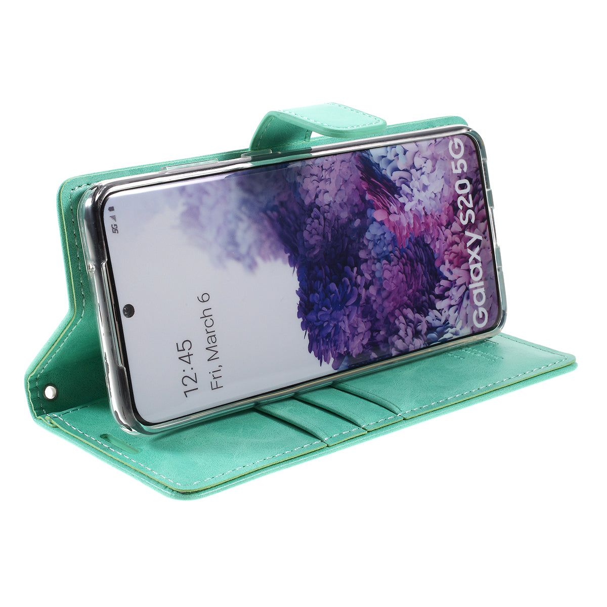 MERCURY GOOSPERY Blue Moon Wallet Leather Shell for Samsung Galaxy S20 4G/S20 5G - Cyan