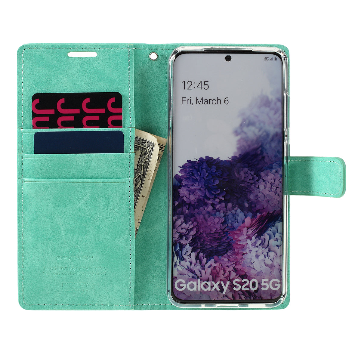 MERCURY GOOSPERY Blue Moon Wallet Leather Shell for Samsung Galaxy S20 4G/S20 5G - Cyan