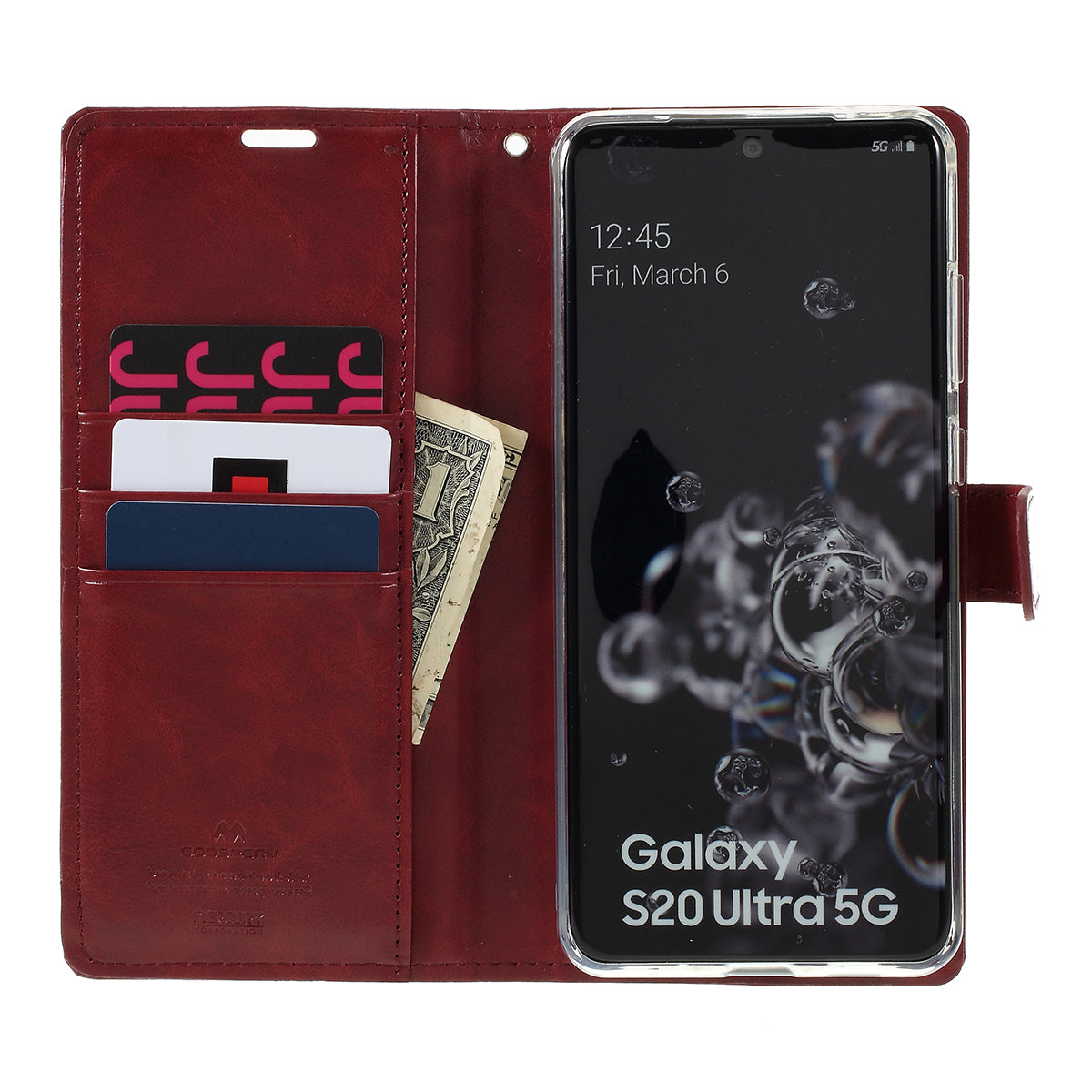 MERCURY GOOSPERY Blue Moon Wallet Leather Mobile Cover for Samsung Galaxy S20 Ultra - Wine Red