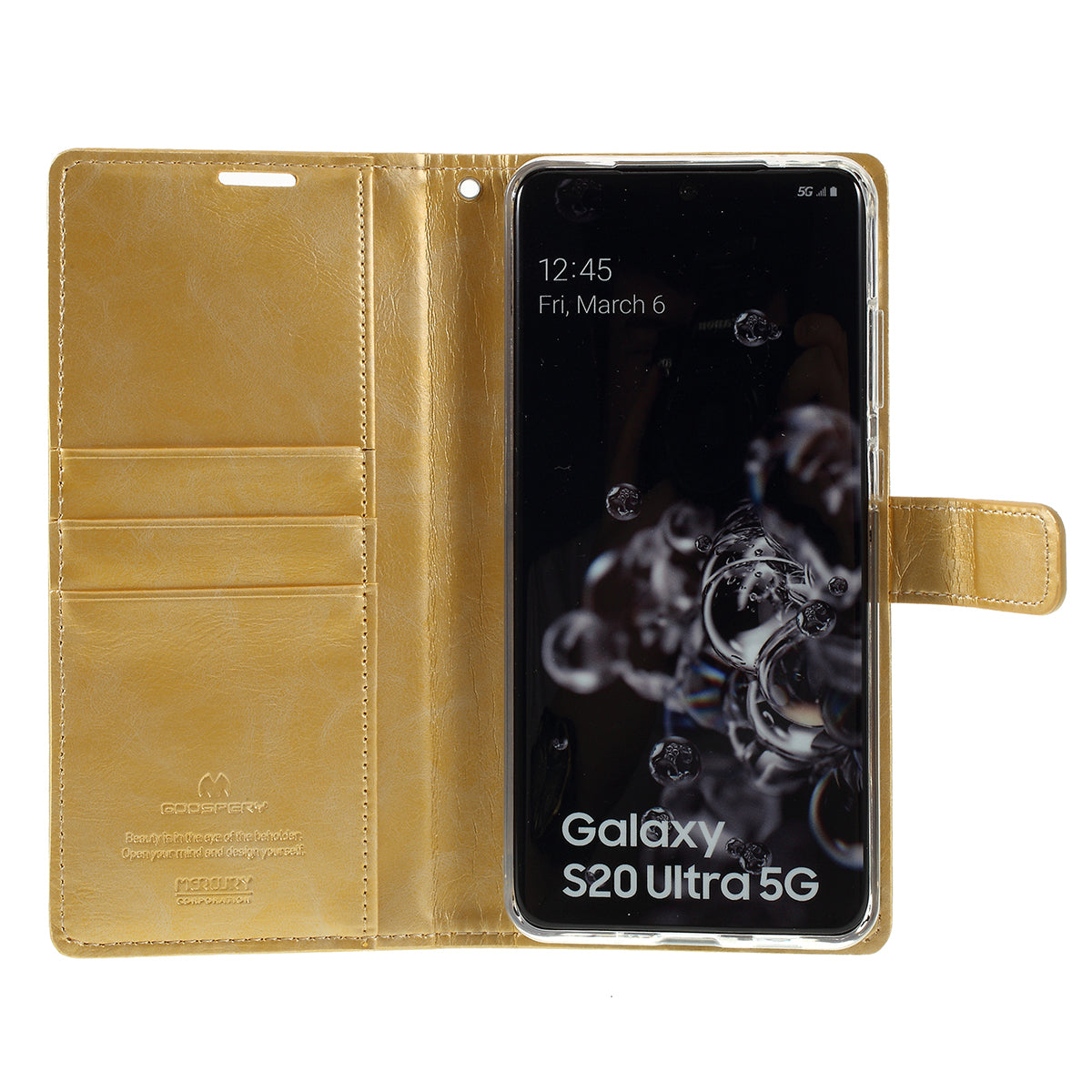 MERCURY GOOSPERY Blue Moon Wallet Leather Mobile Cover for Samsung Galaxy S20 Ultra - Gold