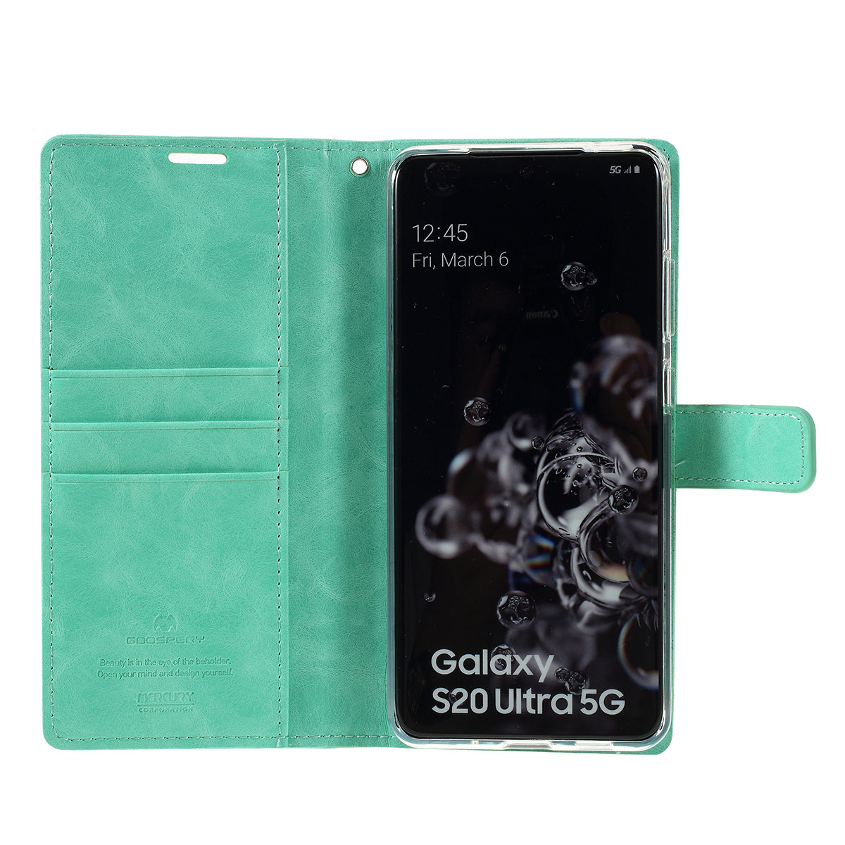 MERCURY GOOSPERY Blue Moon Wallet Leather Mobile Cover for Samsung Galaxy S20 Ultra - Cyan