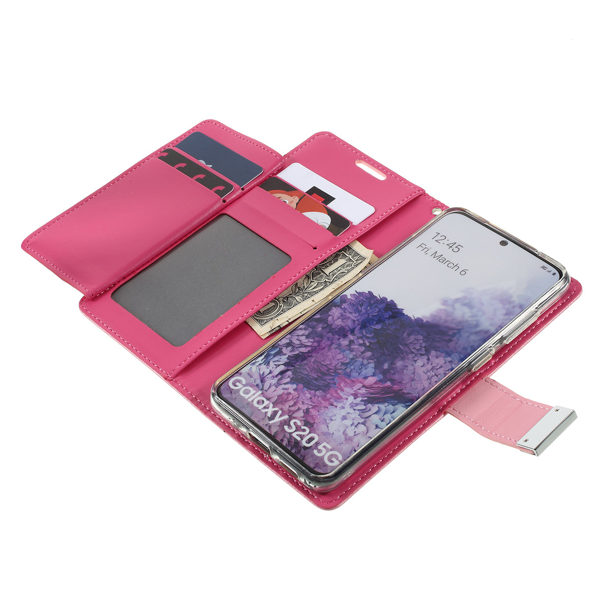 MERCURY GOOSPERY Rich Diary Leather Wallet Phone Casing for Samsung Galaxy S20 4G/S20 5G - Pink