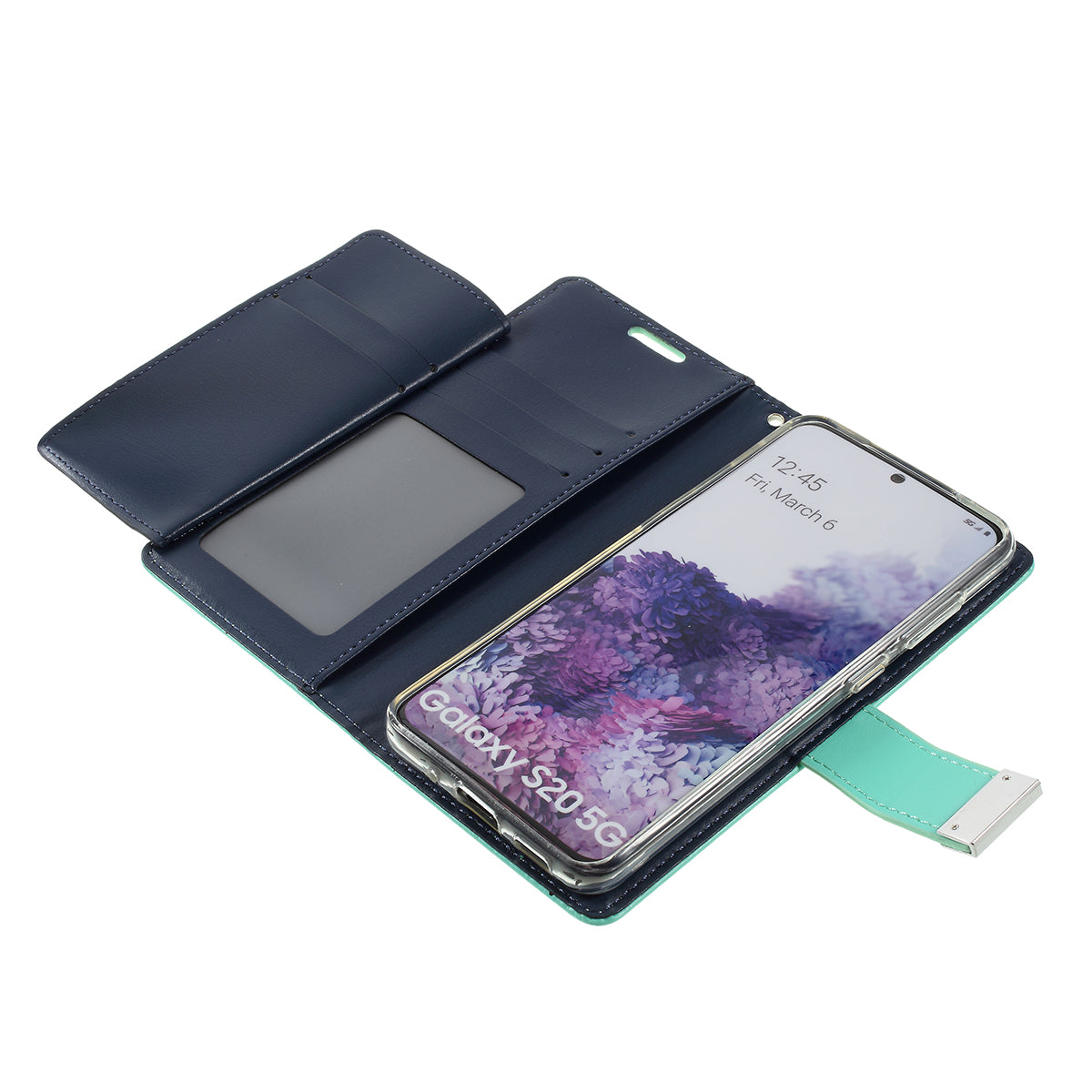 MERCURY GOOSPERY Rich Diary Leather Wallet Phone Casing for Samsung Galaxy S20 4G/S20 5G - Cyan