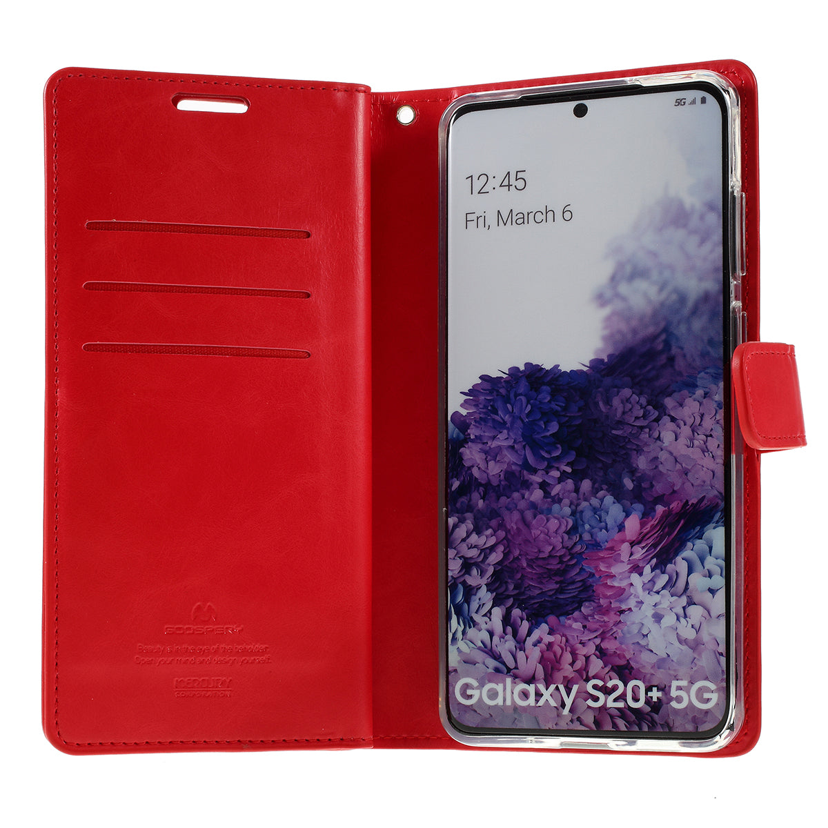 MERCURY GOOSPERY Mansoor Series Wallet Style Leather Cover Case for Samsung Galaxy S20 Plus / S20 Plus 5G - Red