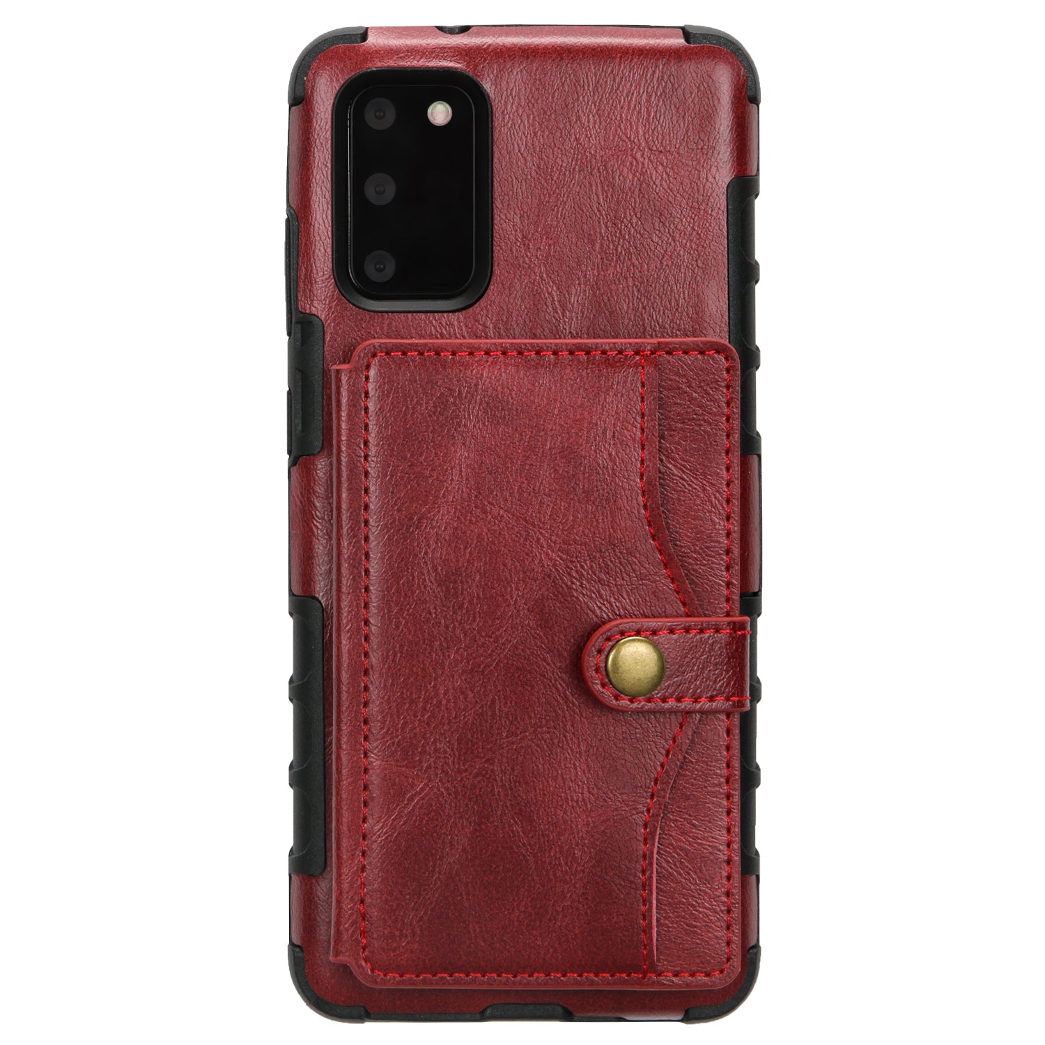 Retro Card Slots Wallet PU Leather Coated TPU Cover for Samsung Galaxy S20 4G/S20 5G - Red