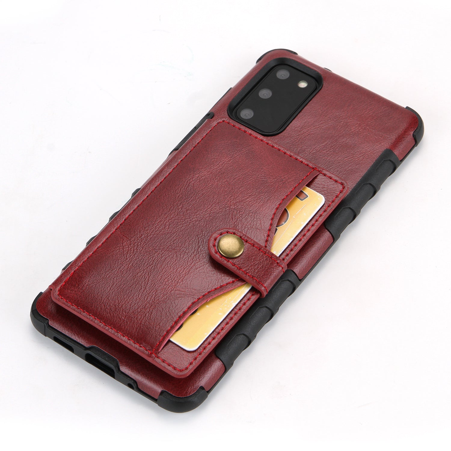 Retro Card Slots Wallet PU Leather Coated TPU Cover for Samsung Galaxy S20 4G/S20 5G - Red