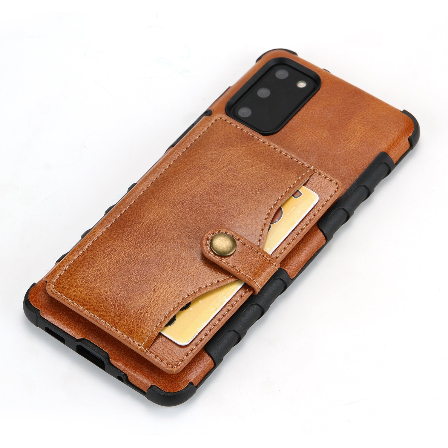 Retro Card Slots Wallet PU Leather Coated TPU Cover for Samsung Galaxy S20 4G/S20 5G - Light Brown