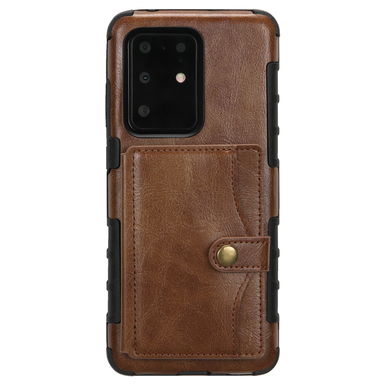 Card Slot Wallet Phone Case Retro PU Leather Coated TPU Cover for Samsung Galaxy S20 Ultra - Coffee