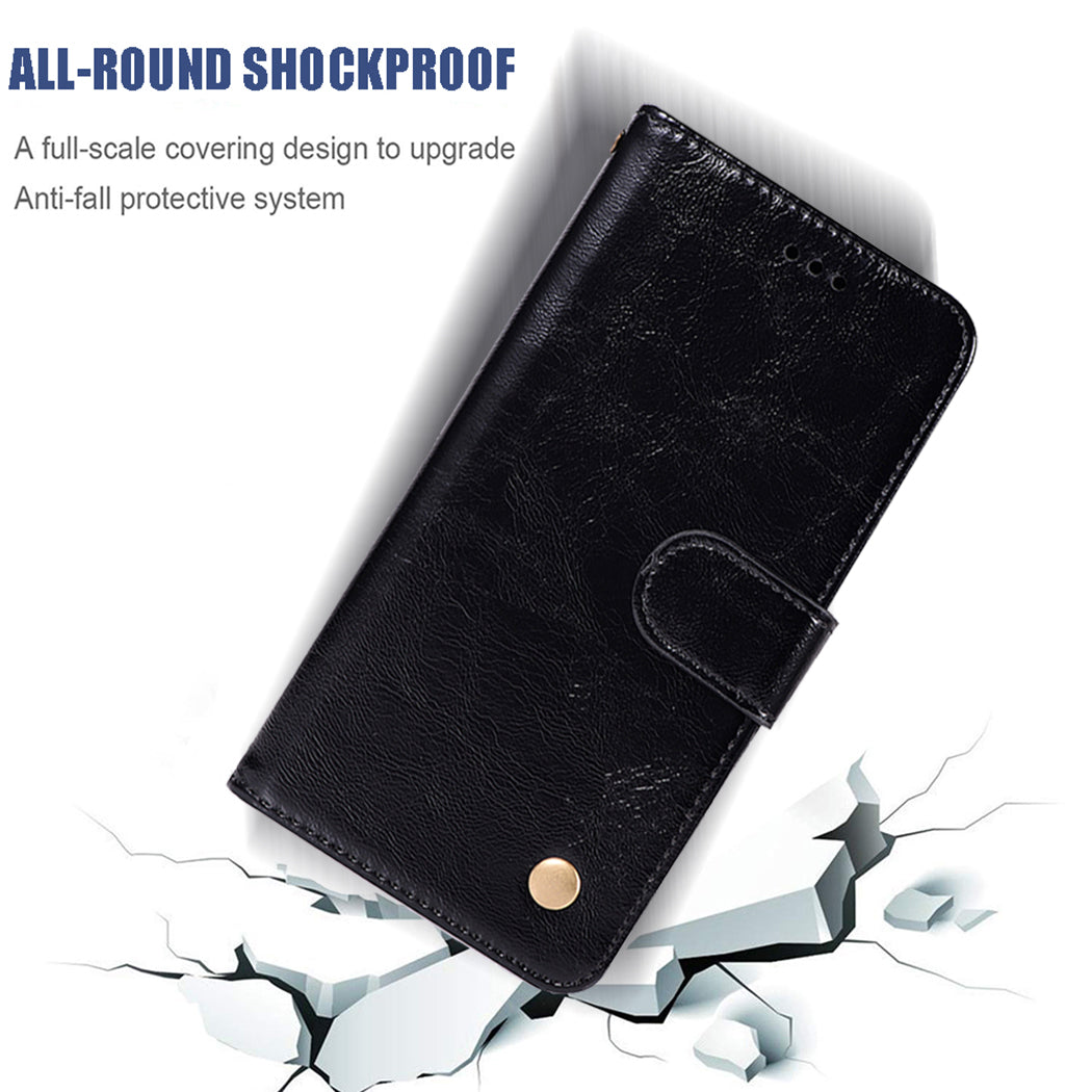 Premium Vintage Leather Wallet Case for Samsung Galaxy S20 Ultra - Black