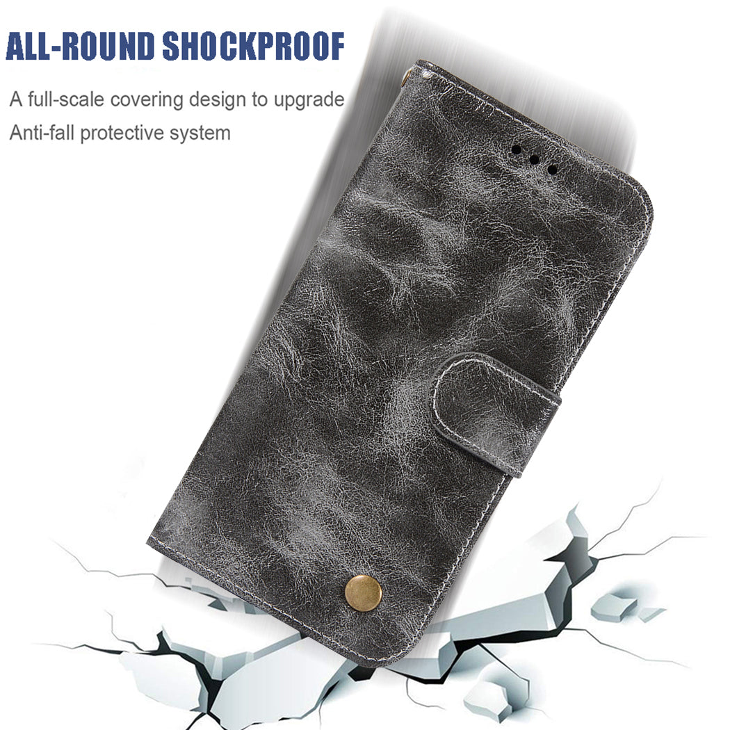 Premium Vintage Leather Wallet Case for Samsung Galaxy S20 Ultra - Grey