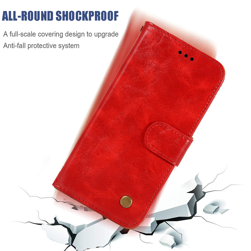 Premium Vintage Leather Wallet Case for Samsung Galaxy S20 Ultra - Red