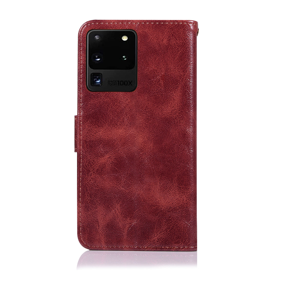 Premium Vintage Leather Wallet Case for Samsung Galaxy S20 Ultra - Wine Red