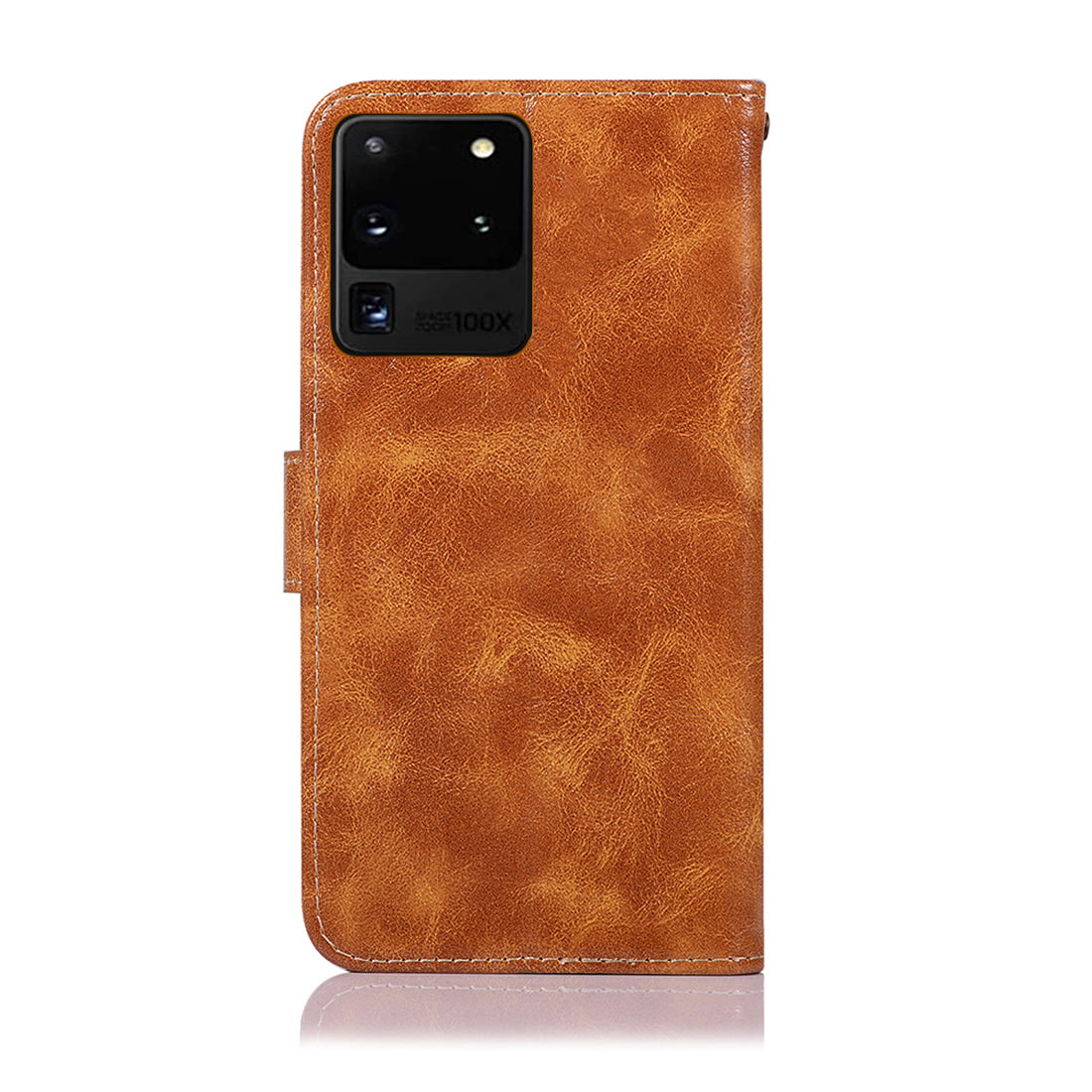 Premium Vintage Leather Wallet Case for Samsung Galaxy S20 Ultra - Brown