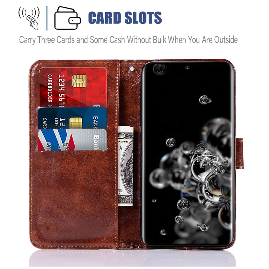 Premium Vintage Leather Wallet Case for Samsung Galaxy S20 Ultra - Coffee