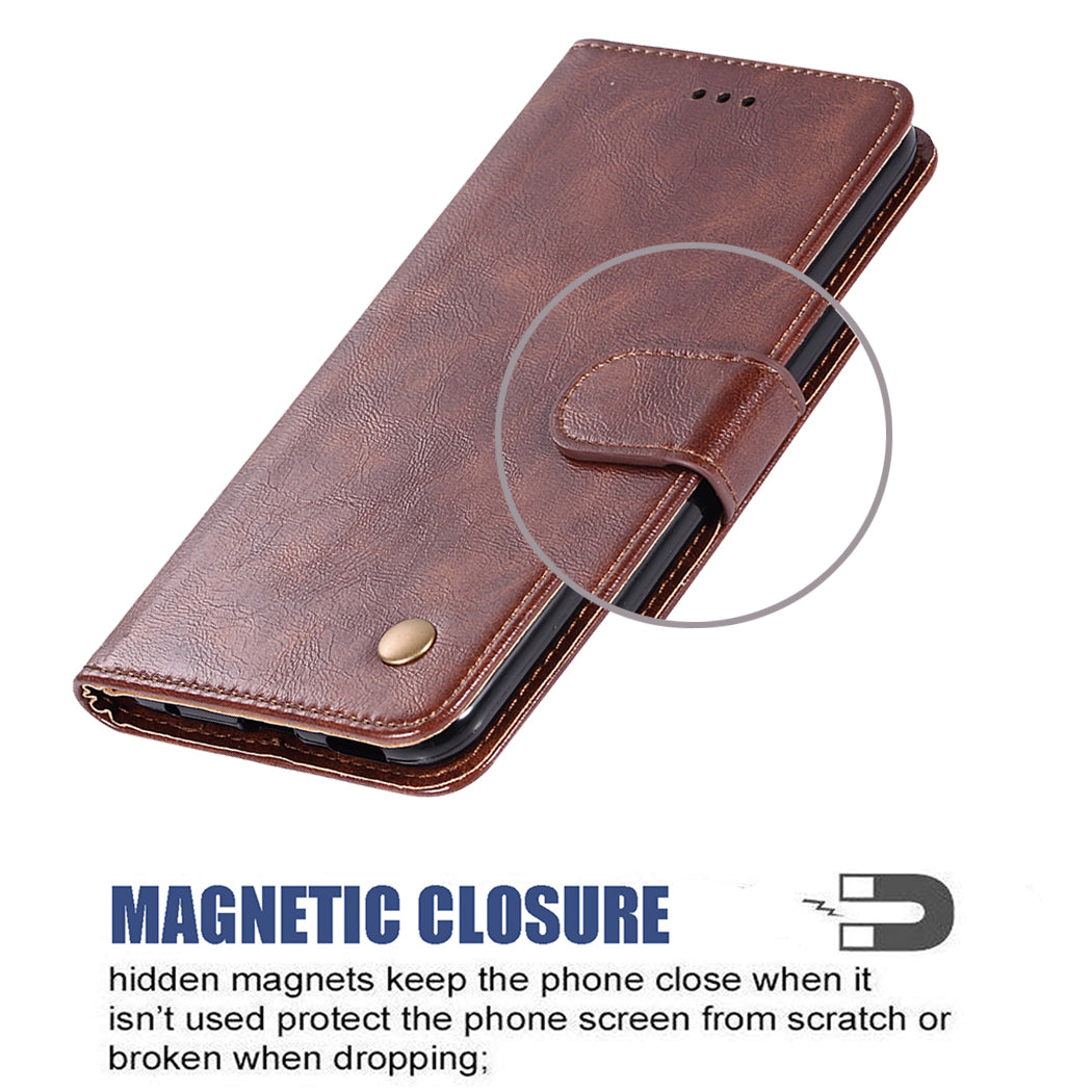 Premium Vintage Leather Wallet Case for Samsung Galaxy S20 Ultra - Coffee